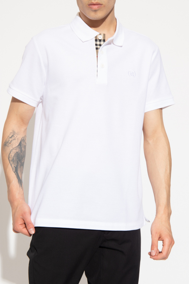 White Eddie polo shirt with logo Burberry Polo Tigs Slim Vermelho Escuro StasanetShops Finland